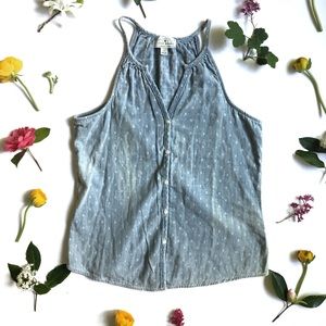 Lucky Brand Chambray Small denim button tank